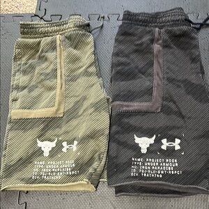2 pairs Under Armour Project Rock Shorts - Green and Black